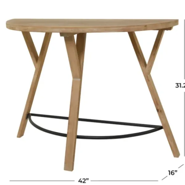 Console Tables-Kirkland's Home Wood Half Round Console Table Brown