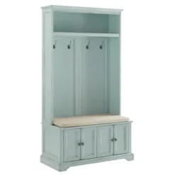 Entryway Furniture-Kirkland's Home Wood Hall Tree With Cushioned Bench Blue