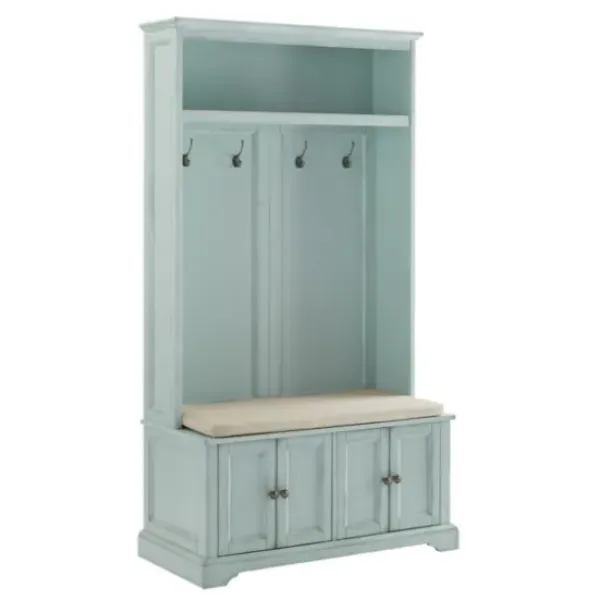 Entryway Furniture-Kirkland's Home Wood Hall Tree With Cushioned Bench Blue
