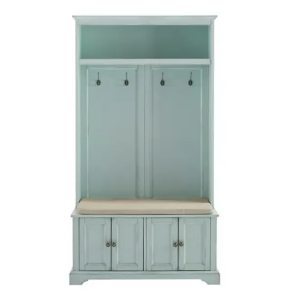 Entryway Furniture-Kirkland's Home Wood Hall Tree With Cushioned Bench Blue