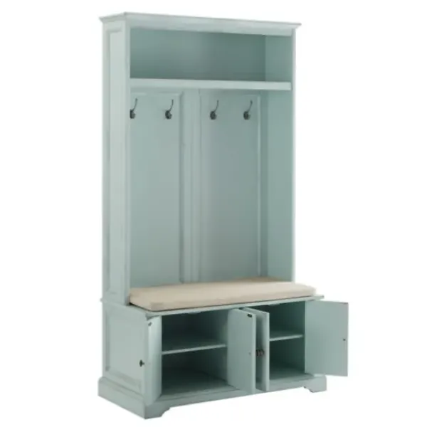 Entryway Furniture-Kirkland's Home Wood Hall Tree With Cushioned Bench Blue