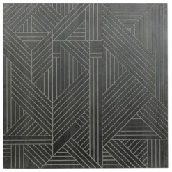 Wall Plaques-Kirkland's Home Wood Intersecting Carved Lines Wall Plaque Black