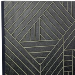 Wall Plaques-Kirkland's Home Wood Intersecting Carved Lines Wall Plaque Black