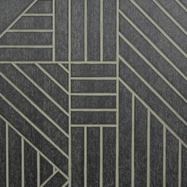 Wall Plaques-Kirkland's Home Wood Intersecting Carved Lines Wall Plaque Black