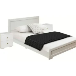 Beds & Headboards-Kirkland's Home Wood King Platform Bed And 2-Nightstand Set White