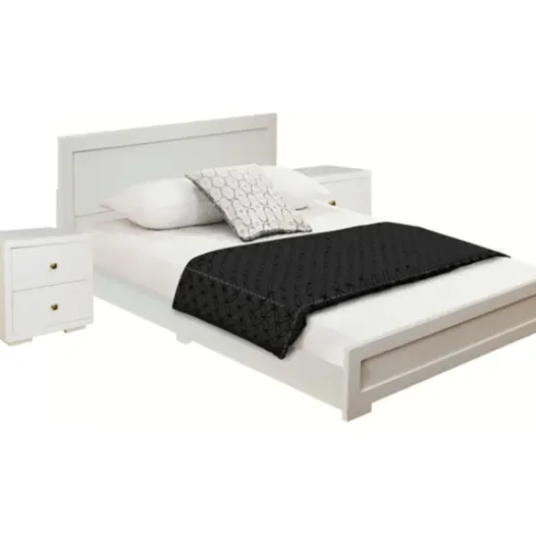 Beds & Headboards-Kirkland's Home Wood King Platform Bed And 2-Nightstand Set White