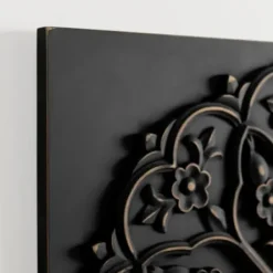 Wall Plaques-Kirkland's Home Wood Medallion 4-Pc. Wall Plaque Set Black