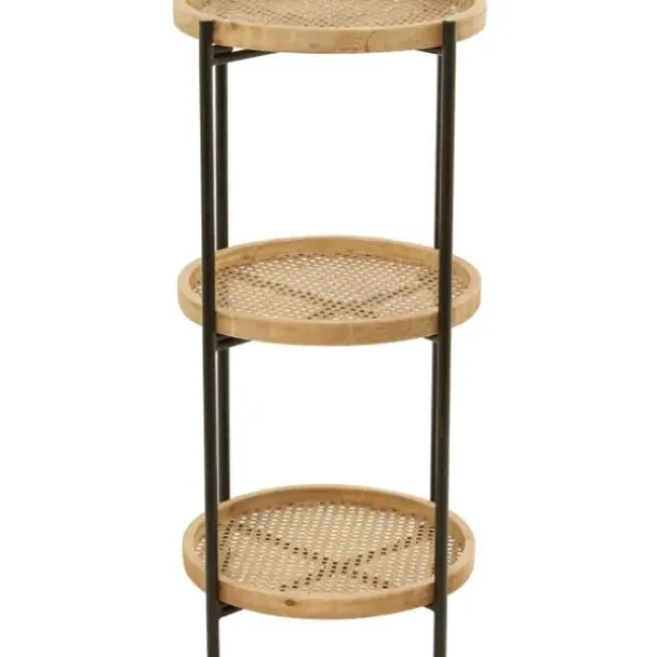 Accent & End Tables-Kirkland's Home Wood Mesh Woven 3-Tier Accent Table Brown
