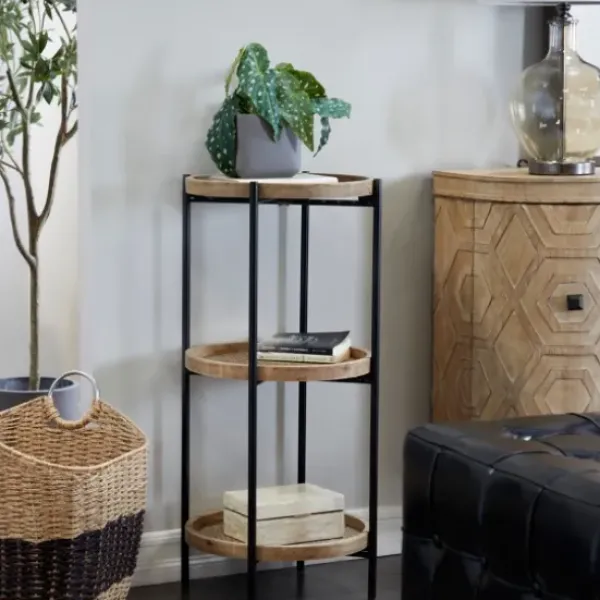 Accent & End Tables-Kirkland's Home Wood Mesh Woven 3-Tier Accent Table Brown