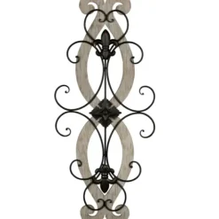 Wall Plaques-Kirkland's Home Wood Metal Fleur De Lis Scroll Wall Plaque White