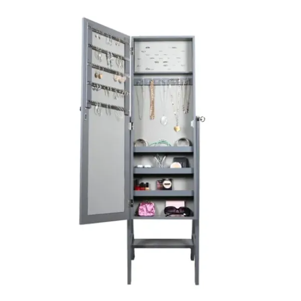 Full Length & Floor Mirrors-Kirkland's Home Wood Mirror Armoire Gray