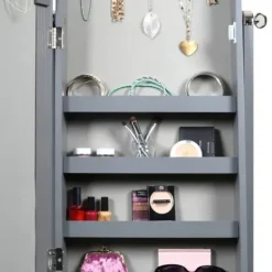 Full Length & Floor Mirrors-Kirkland's Home Wood Mirror Armoire Gray