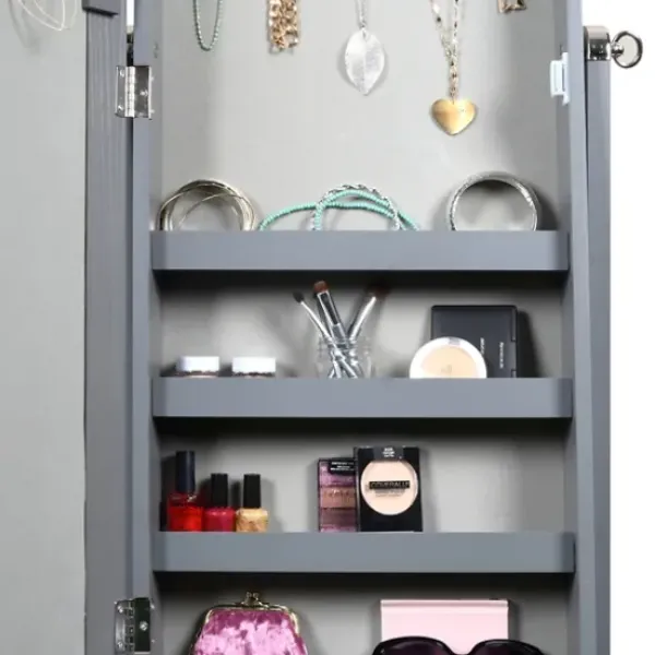 Full Length & Floor Mirrors-Kirkland's Home Wood Mirror Armoire Gray