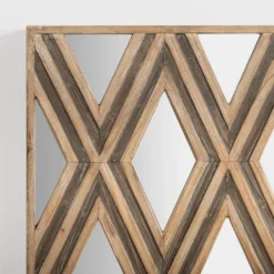 Wall Plaques-Kirkland's Home Wood Mirrored Diamond Panel Wall Plaque Brown/Gray
