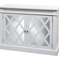 Cabinets & Sideboards-Kirkland's Home Wood Mirrored 2-Door Cabinet White