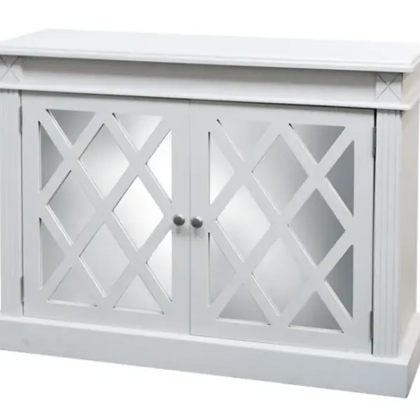 Cabinets & Sideboards-Kirkland's Home Wood Mirrored 2-Door Cabinet White