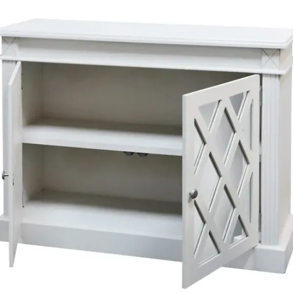 Cabinets & Sideboards-Kirkland's Home Wood Mirrored 2-Door Cabinet White