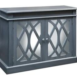 Cabinets & Sideboards-Kirkland's Home Wood Mirrored 2-Door Cabinet Blue