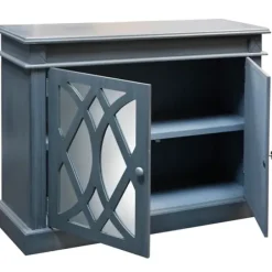 Cabinets & Sideboards-Kirkland's Home Wood Mirrored 2-Door Cabinet Blue