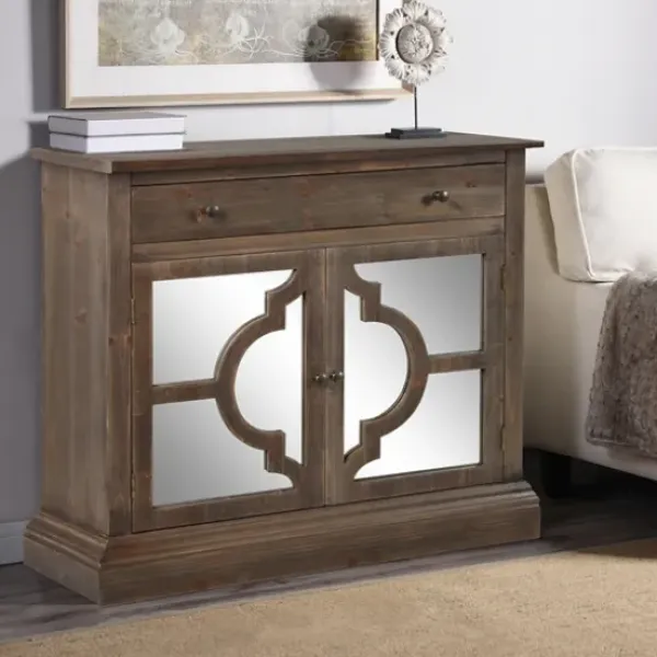 Cabinets & Sideboards-Kirkland's Home Wood Mirrored 2-Door Cabinet Brown