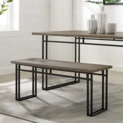 Dining Chairs-Kirkland's Home Wood Modern Dining Bench Gray