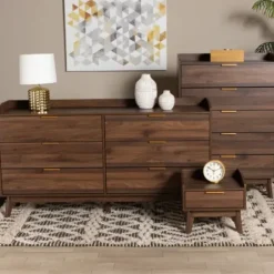 Dressers & Chests-Kirkland's Home Wood Modern 3-Pc. Dresser Set Brown