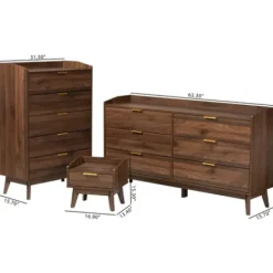 Dressers & Chests-Kirkland's Home Wood Modern 3-Pc. Dresser Set Brown