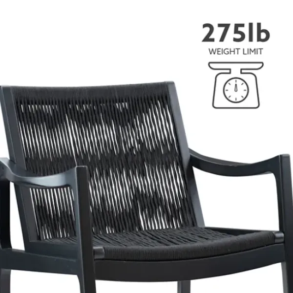 Accent Chairs-Kirkland's Home Wood Modern Woven Rocking Chair Black