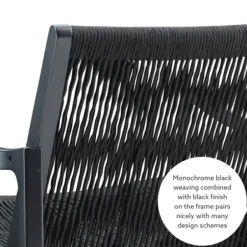 Accent Chairs-Kirkland's Home Wood Modern Woven Rocking Chair Black