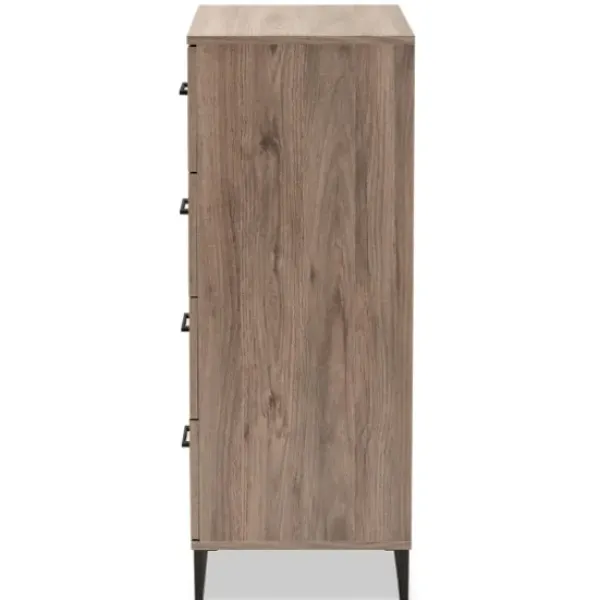 Dressers & Chests-Kirkland's Home Wood Oak Finish 4-Drawer Chest Brown