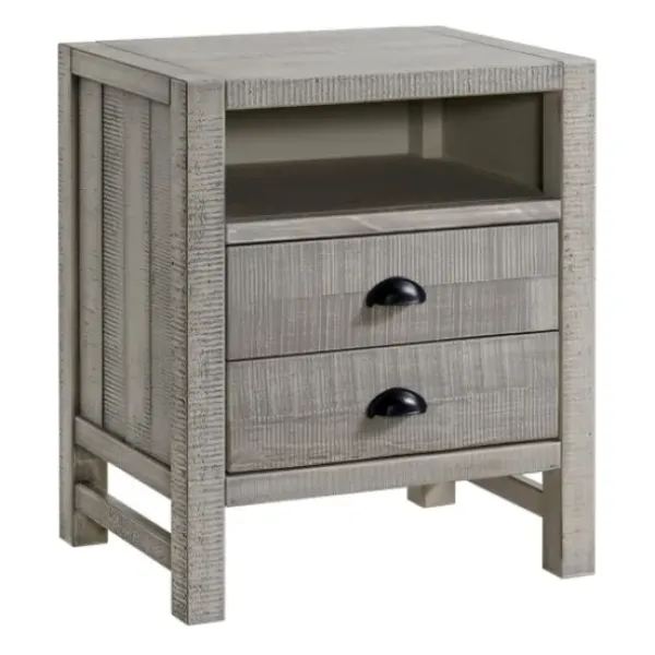 Nightstands-Kirkland's Home Wood Open Shelf Nightstand Gray