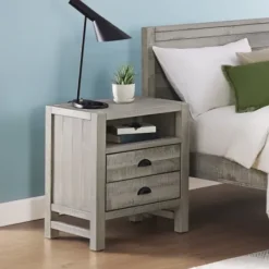 Nightstands-Kirkland's Home Wood Open Shelf Nightstand Gray
