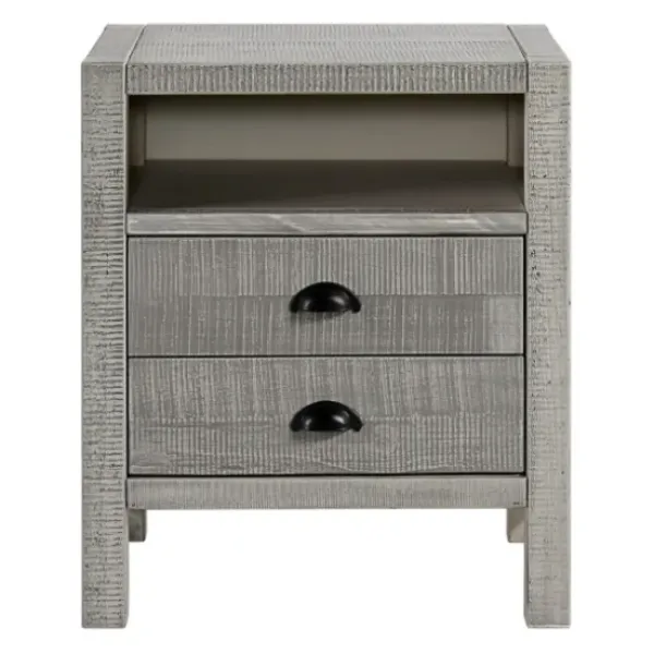 Nightstands-Kirkland's Home Wood Open Shelf Nightstand Gray