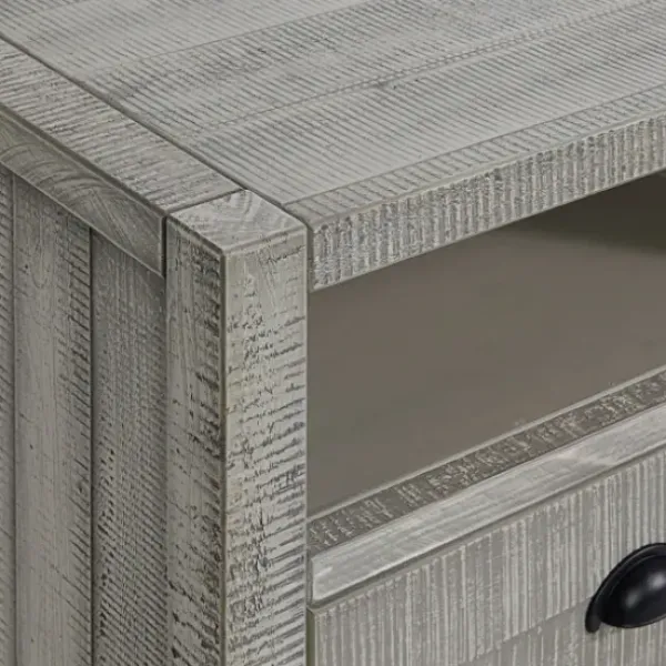 Nightstands-Kirkland's Home Wood Open Shelf Nightstand Gray