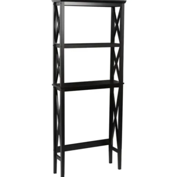 Bathroom Furniture-Kirkland's Home Wood Over-Toilet 3-Tier Shelf Black