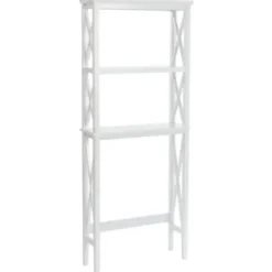 Bathroom Furniture-Kirkland's Home Wood Over-Toilet 3-Tier Shelf White
