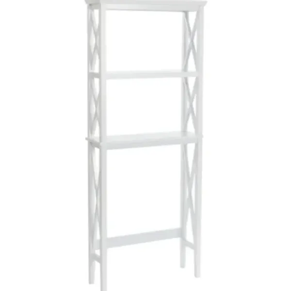 Bathroom Furniture-Kirkland's Home Wood Over-Toilet 3-Tier Shelf White