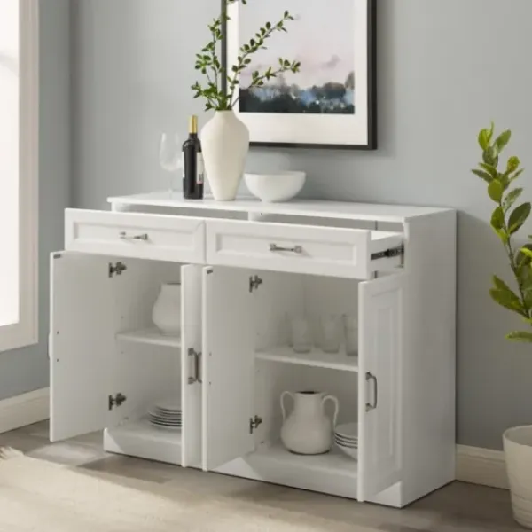 Cabinets & Sideboards-Kirkland's Home Wood Panel 4-Door Cabinet White