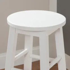 Bar Stools & Counter Height Stools-Kirkland's Home Wood Pub Classic Backless Bar Stool White