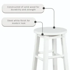 Bar Stools & Counter Height Stools-Kirkland's Home Wood Pub Classic Backless Bar Stool White