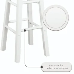Bar Stools & Counter Height Stools-Kirkland's Home Wood Pub Classic Backless Bar Stool White