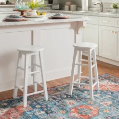 Bar Stools & Counter Height Stools-Kirkland's Home Wood Pub Classic Backless Counter Stool White