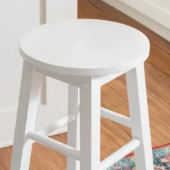 Bar Stools & Counter Height Stools-Kirkland's Home Wood Pub Classic Backless Counter Stool White