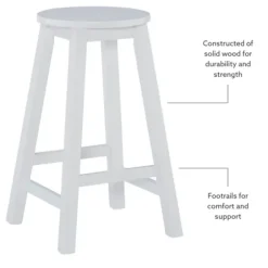 Bar Stools & Counter Height Stools-Kirkland's Home Wood Pub Classic Backless Counter Stool White