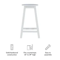 Bar Stools & Counter Height Stools-Kirkland's Home Wood Pub Classic Backless Counter Stool White