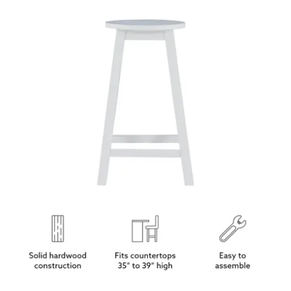 Bar Stools & Counter Height Stools-Kirkland's Home Wood Pub Classic Backless Counter Stool White