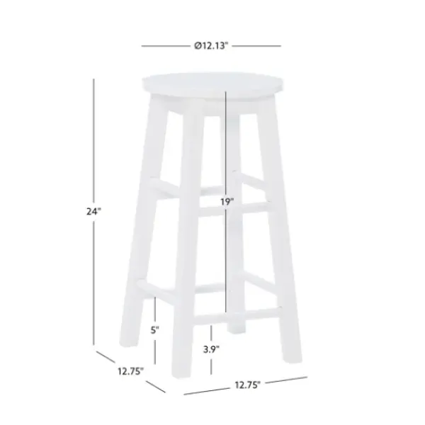 Bar Stools & Counter Height Stools-Kirkland's Home Wood Pub Classic Backless Counter Stool White