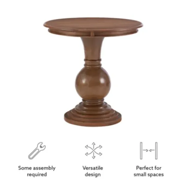 Accent & End Tables-Kirkland's Home Wood Round Base Side Table Brown