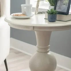 Accent & End Tables-Kirkland's Home Wood Round Base Side Table White
