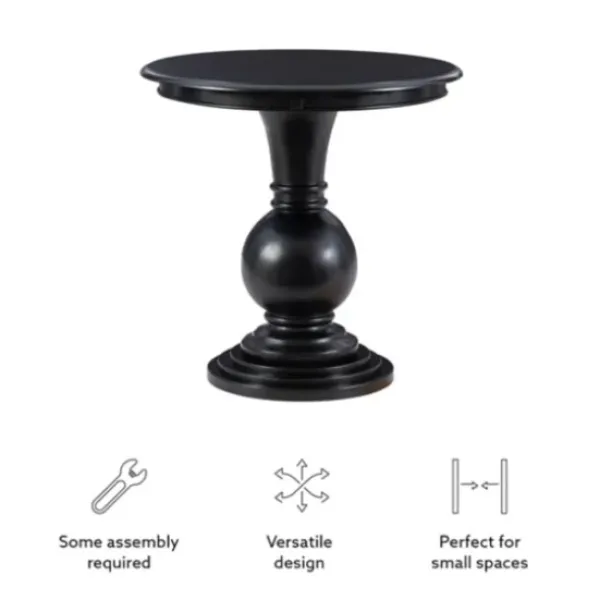 Accent & End Tables-Kirkland's Home Wood Round Base Side Table Black